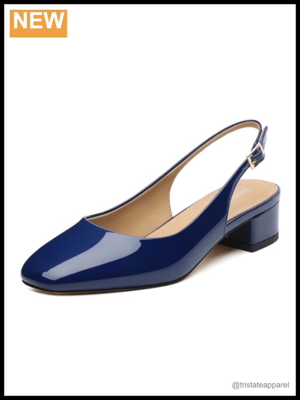 Women's Chunky Heel Slingback Pumps Square Closed Toe 1.5 Inch Low Block Heels